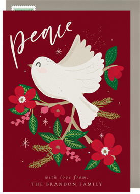 'Botanical Peace Dove' Holiday Greetings Card