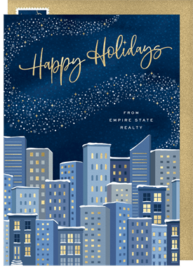 'Winter Cityscape' Business Holiday Greetings Card