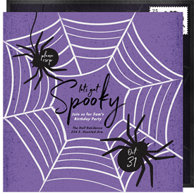 'Spooky Spider Web' Kids Birthday Invitation