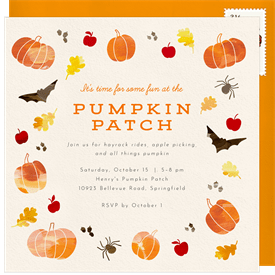 'Painted Pumpkin Patch' Halloween Invitation