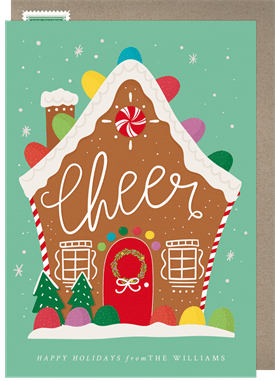 'Cheerful Gingerbread House' Holiday Greetings Card