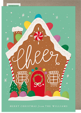 'Cheerful Gingerbread House' Christmas Greetings Card