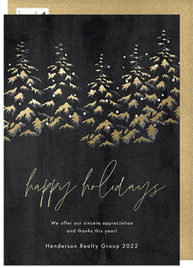 'Snow Capped Trees' Business Holiday Greetings Card