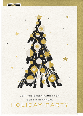 'Brushstroke Tree' Christmas Party Invitation