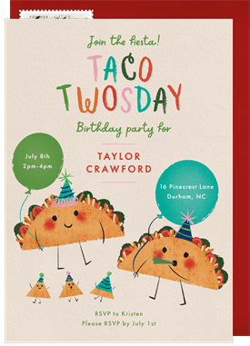 'Taco Twosday!' Kids Birthday Invitation