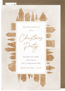 'Gingerbread Frame' Christmas Party Invitation