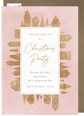 'Gingerbread Frame' Christmas Party Invitation