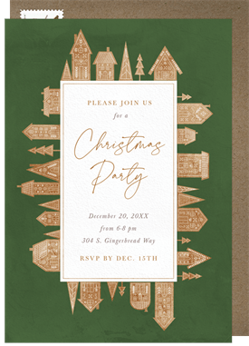 'Gingerbread Frame' Christmas Party Invitation