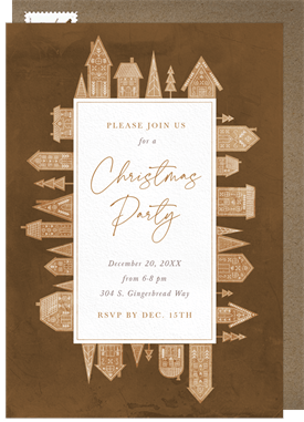 'Gingerbread Frame' Christmas Party Invitation