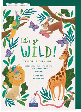 'Go Wild' Kids Birthday Invitation