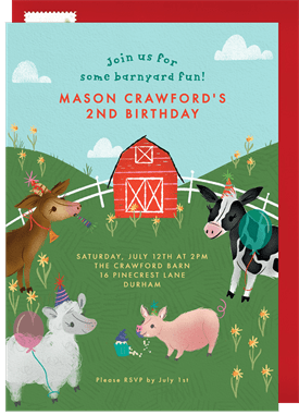 'Barnyard Birthday' Kids Birthday Invitation
