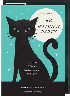 'Bewitching Black Cat' Halloween Invitation