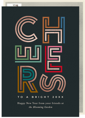 'Bold Geometric Cheers' Business New Year's Greeting Card