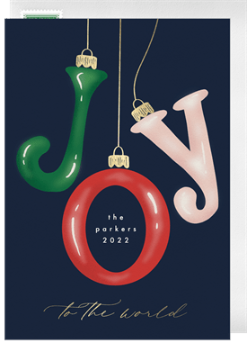 'Joy Glass Ornaments' Holiday Greetings Card