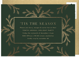 'Delicate Gilded Pine' Business Holiday Party Invitation