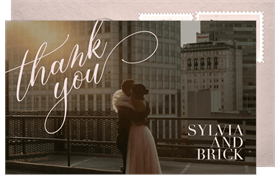 'Classic Pressed' Wedding Thank You Note