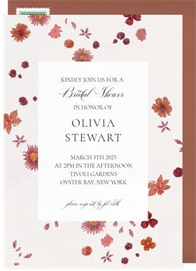 'Dainty Watercolor Flowers' Bridal Shower Invitation
