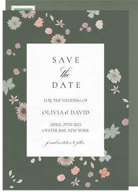 'Dainty Watercolor Flowers' Wedding Save the Date