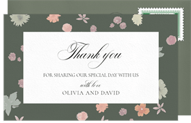 'Dainty Watercolor Flowers' Wedding Thank You Note