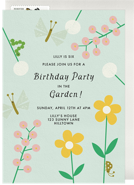 'Blooming Garden' Kids Birthday Invitation