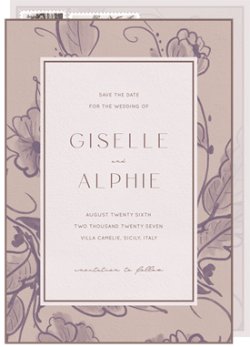 'Wispy Floral Border' Wedding Save the Date