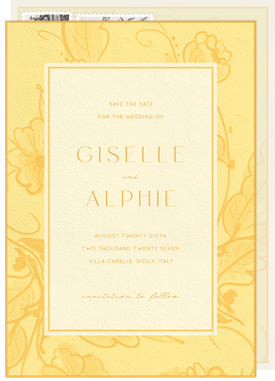 'Wispy Floral Border' Wedding Save the Date