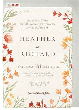 'Painted Wildflowers' Wedding Invitation