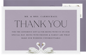 'Painted Swans' Wedding Thank You Note