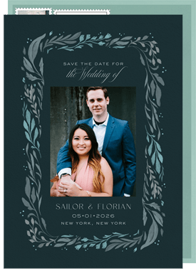 'Dramatic Greenery' Wedding Save the Date