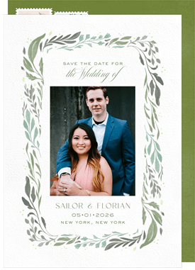 'Dramatic Greenery' Wedding Save the Date