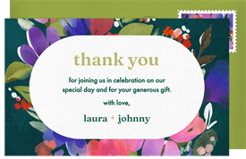 'Painted Florals' Wedding Thank You Note