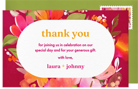 'Painted Florals' Wedding Thank You Note