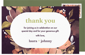 'Painted Florals' Wedding Thank You Note