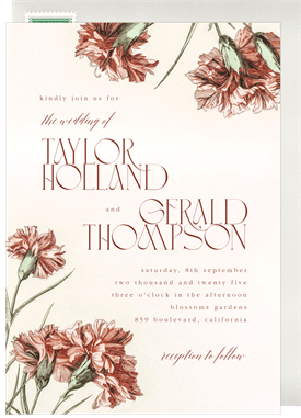 'Elegant Carnations' Wedding Invitation