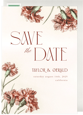 'Elegant Carnations' Wedding Save the Date