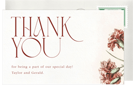 'Elegant Carnations' Wedding Thank You Note