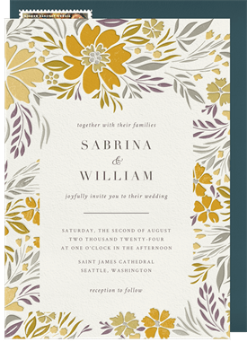 'Botanical Letterpress' Wedding Invitation