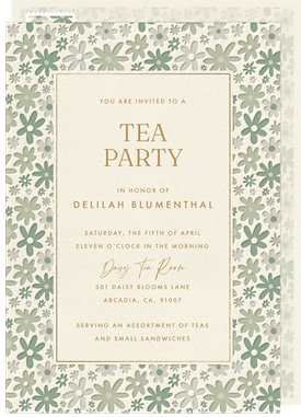 'Retro Ditsy Daisy' Tea Party Invitation
