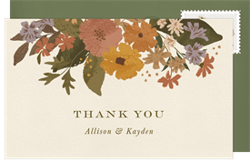 'Earthy Florals' Wedding Thank You Note