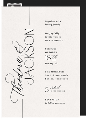 'Sideways Typography' Wedding Invitation