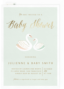 'Baby Swan' Baby Shower Invitation