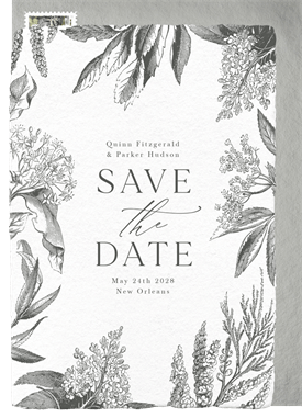 'Vintage Engraved Florals' Wedding Save the Date