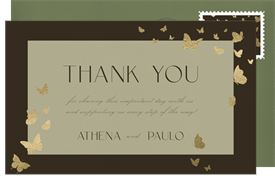 'Gilded Butterflies' Wedding Thank You Note