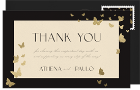 'Gilded Butterflies' Wedding Thank You Note