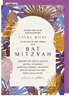 'Bold Tropics' Bat Mitzvah Invitation