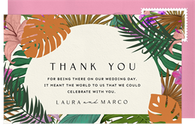 'Bold Tropics' Wedding Thank You Note