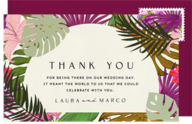 'Bold Tropics' Wedding Thank You Note