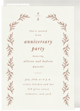'Vintage Branch Arch' Anniversary Party Invitation