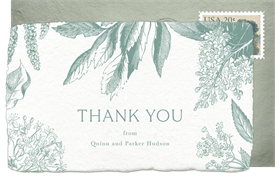'Vintage Engraved Florals' Wedding Thank You Note