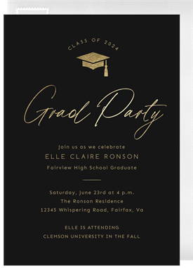 'Golden Grad Party' Graduation Invitation